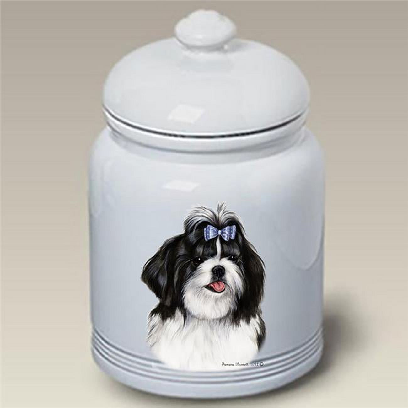 Best Of Breed Schnauzer Treat Jar – 9" Tall Ceramic Air-Tight Dog & Cat Treat Container, White