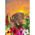 thumbnail image 1 of Best of Breed HH180281 Labrador Chocolate Hippie Hound Studios Tropical Summer Garden Flag, 1 of 1