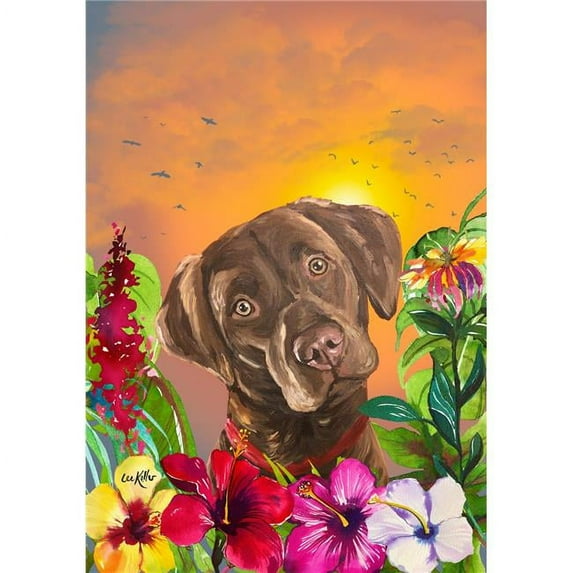 Best of Breed HH180281 Labrador Chocolate Hippie Hound Studios Tropical Summer Garden Flag