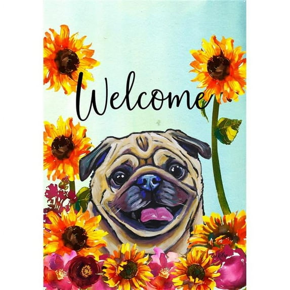 Best of Breed HH630221 Pug Fawn Best of Breed HHS Welcome Garden Flag