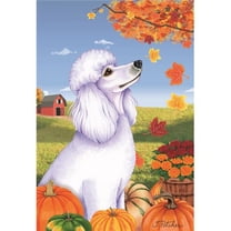 Best of Breed TP670041 Poodle White Autumn Leaves Garden Flag