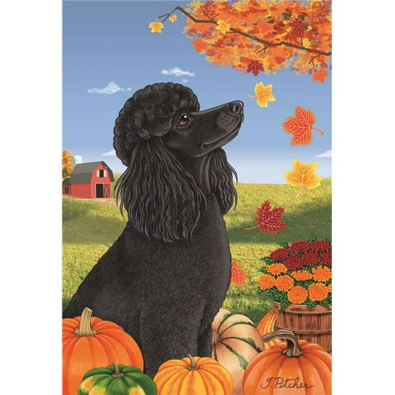 Best of Breed TP670061 Poodle Black Autumn Leaves Garden Flag