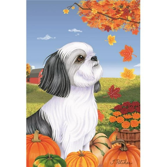 Best of Breed TP67011 Shih Tzu Gray Autumn Leaves House Flag