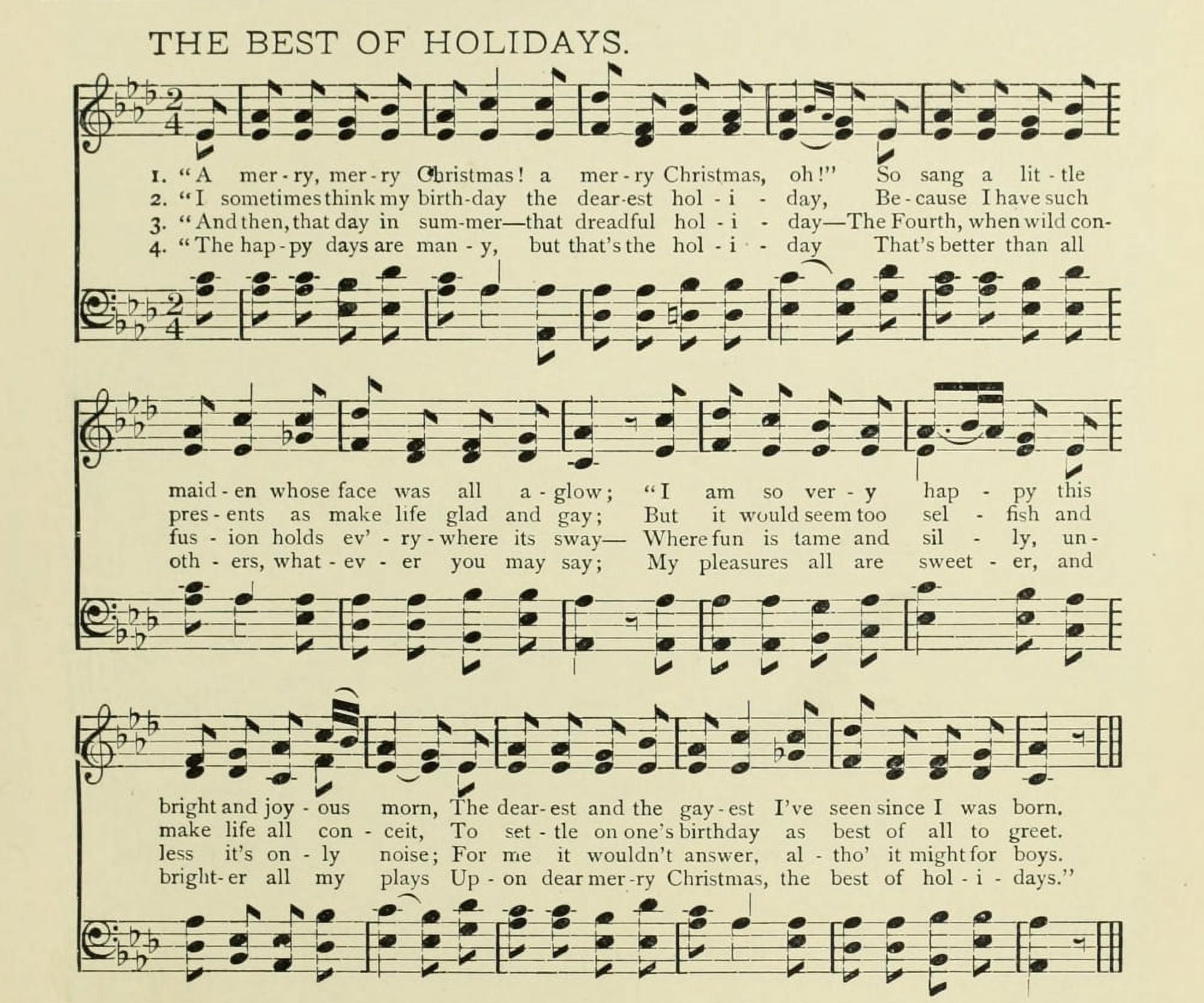 Best of Holidays Christmas in Song 1891 Canvas Art - (24 x 36)