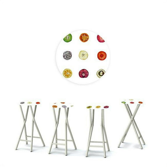 Best of Times 13169W2115-W Yokibug Fruit Bar Stools, Multi & White - Set of 4