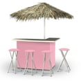 thumbnail image 1 of Best of Times 2003W2503P Ice Cream Parlour Palapa Portable Bar with 6 ft. Square Umbrella, Pink & White, 1 of 1