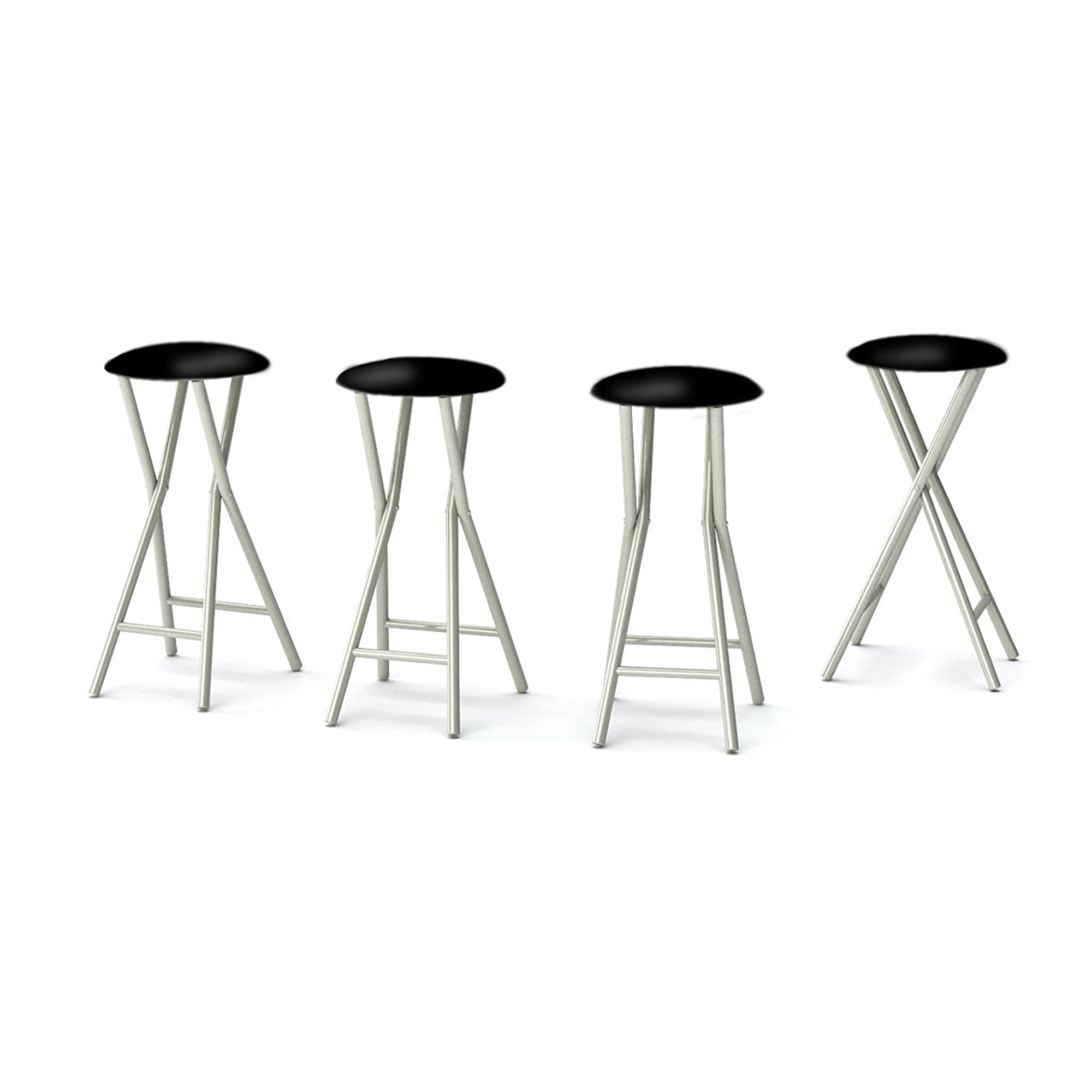 Best of Times Counter Padded Seat Bar Stool, Black and White (Set of 4)