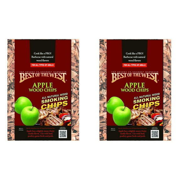 Best of the West All Natural BBQ Apple Wood Smoking Chips, 180 Cu Inch (2 Pack)