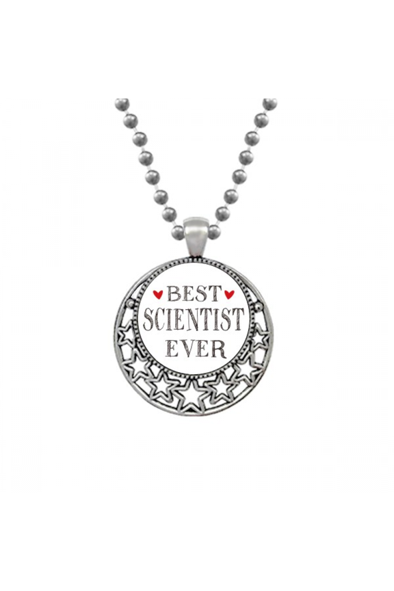 Best scientist ever Quote Profession Necklaces Pendant Retro Moon Stars Jewelry