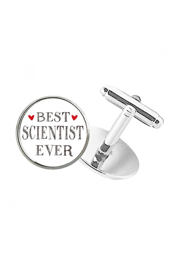 Best scientist ever Quote Profession Round Button Cuff Clip Stud Cufflinks