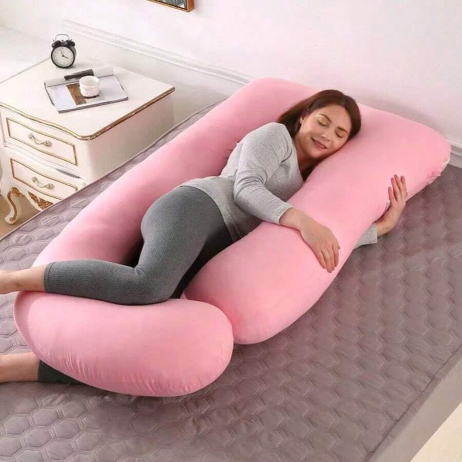Best-selling U-shaped pregnant pillow - promotes side sleeping, supports the waist and abdomen. An essential item for pregnant women when sleeping.