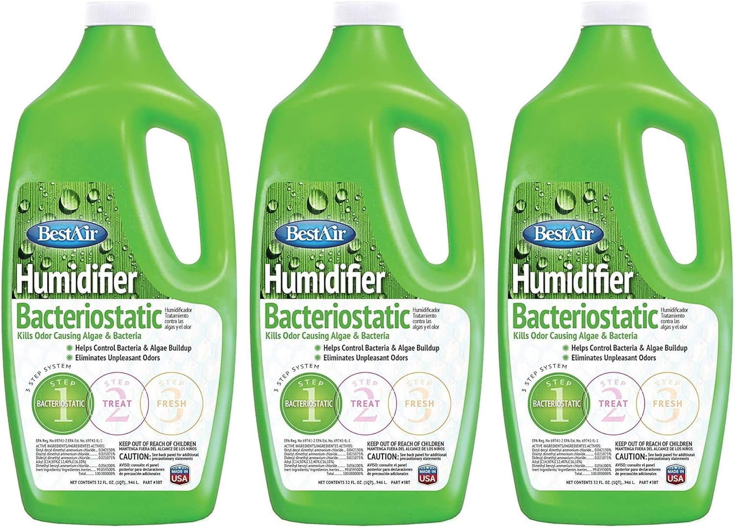 BestAir 3BT Original Humidifier Bacteriostatic Water TreatmentÊ 96 oz. 3 Pack