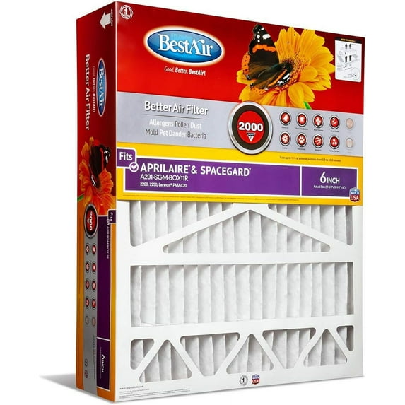 BestAir AC Furnace Air Filter A201-SGM-BOX-11R - MERV 11 - 20 x 25 x 6 In.
