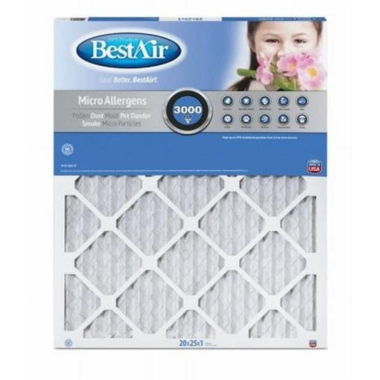 BestAir B1-2025-13-6 20x25 x 1 In. MERV13 Furnace Filter, 90 Days - Quantity 6