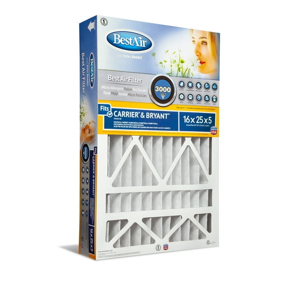 BestAir CB1625-13R Carrier/Bryant 16x25x5 Series 3000 MERV 13 Furnace Filter