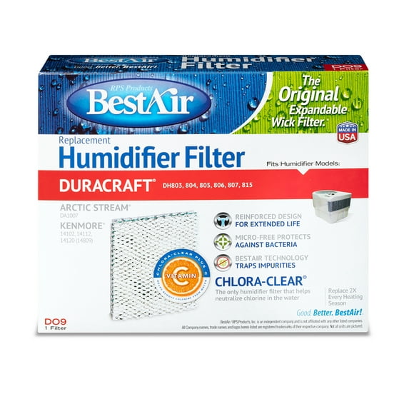 BestAir DO9 Humidifier Replacement Wick Filter for Duracraft 8.6" x 7" x 2.4"