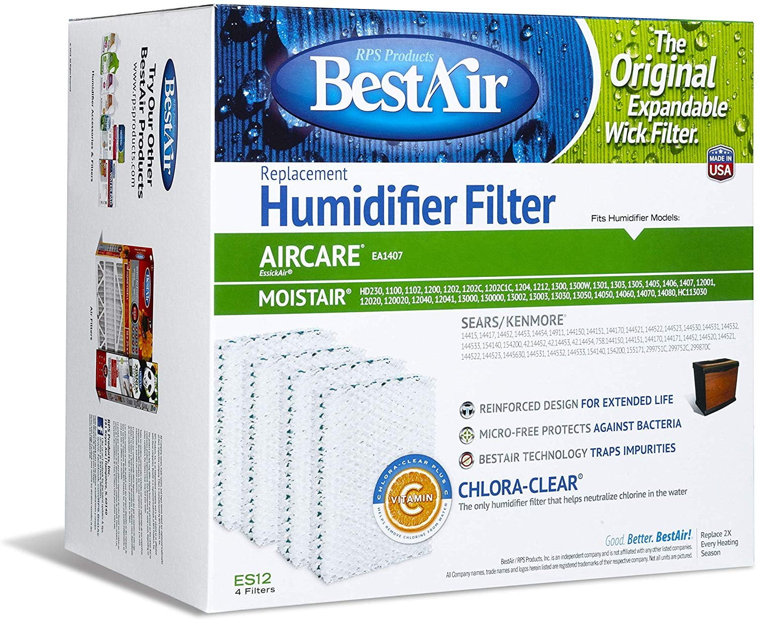 BestAir ES122 Extended Life Humidifier Replacement Paper Wick