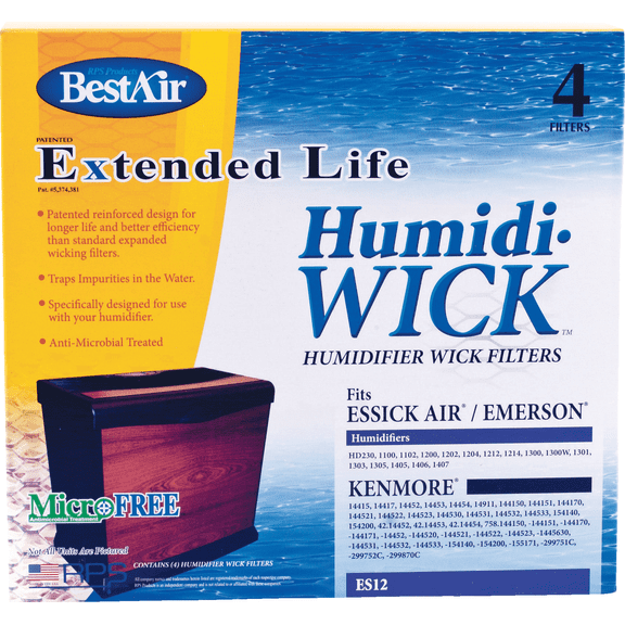 BestAir Extended Life Humidi-Wick ES12 Humidifier Wick Filter - Single Pack  Residential Use, Standard Application