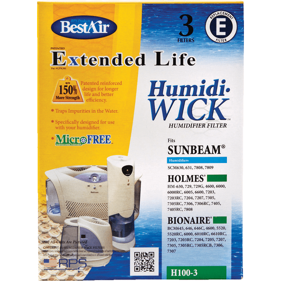 BestAir Extended Life Humidi-Wick H100 Humidifier Wick Filter - Single Pack  Residential Use, Standard Application