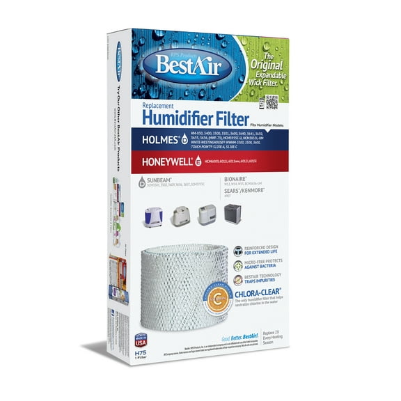 BestAir H75 Humidifier Replacement Wick Filter For Holmes models 7.9" x 2.6" x 14"