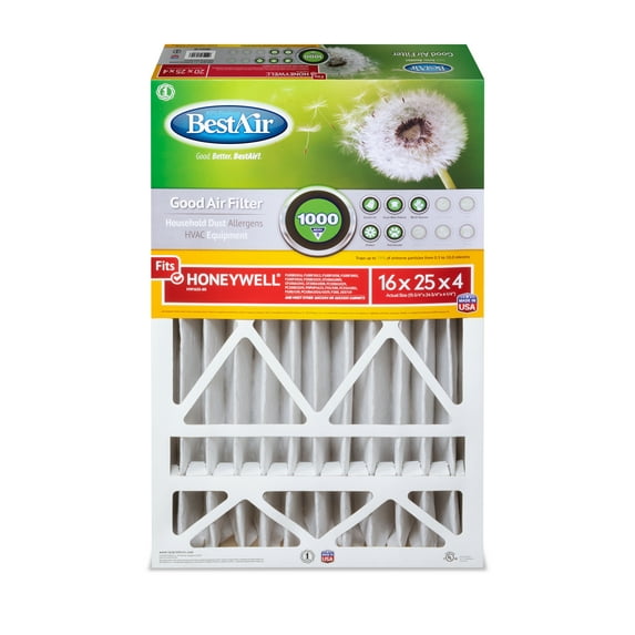 BestAir HW1625-8R Honeywell 16x25x4 Series 1000 MERV 8 Furnace Filter