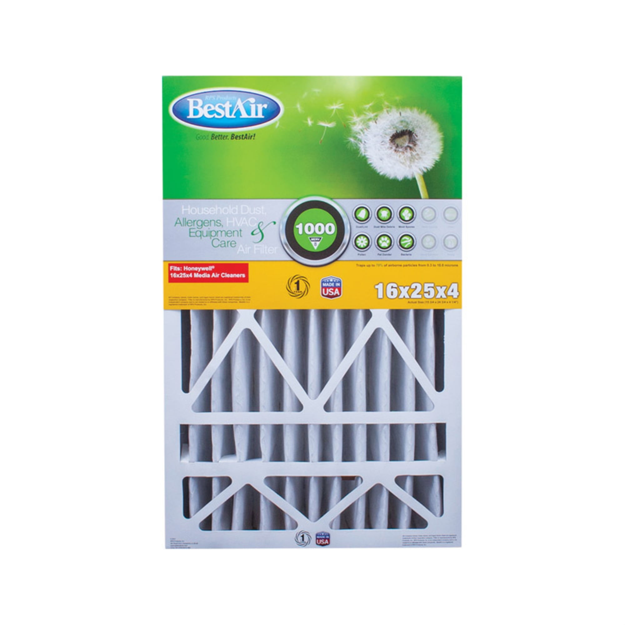 BestAir 16x25x4 High Efficiency MERV 8 Furnace Filter