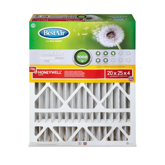 BestAir HW2025-8R Honeywell 20x25x4 Series 1000 MERV 8 Furnace Filter