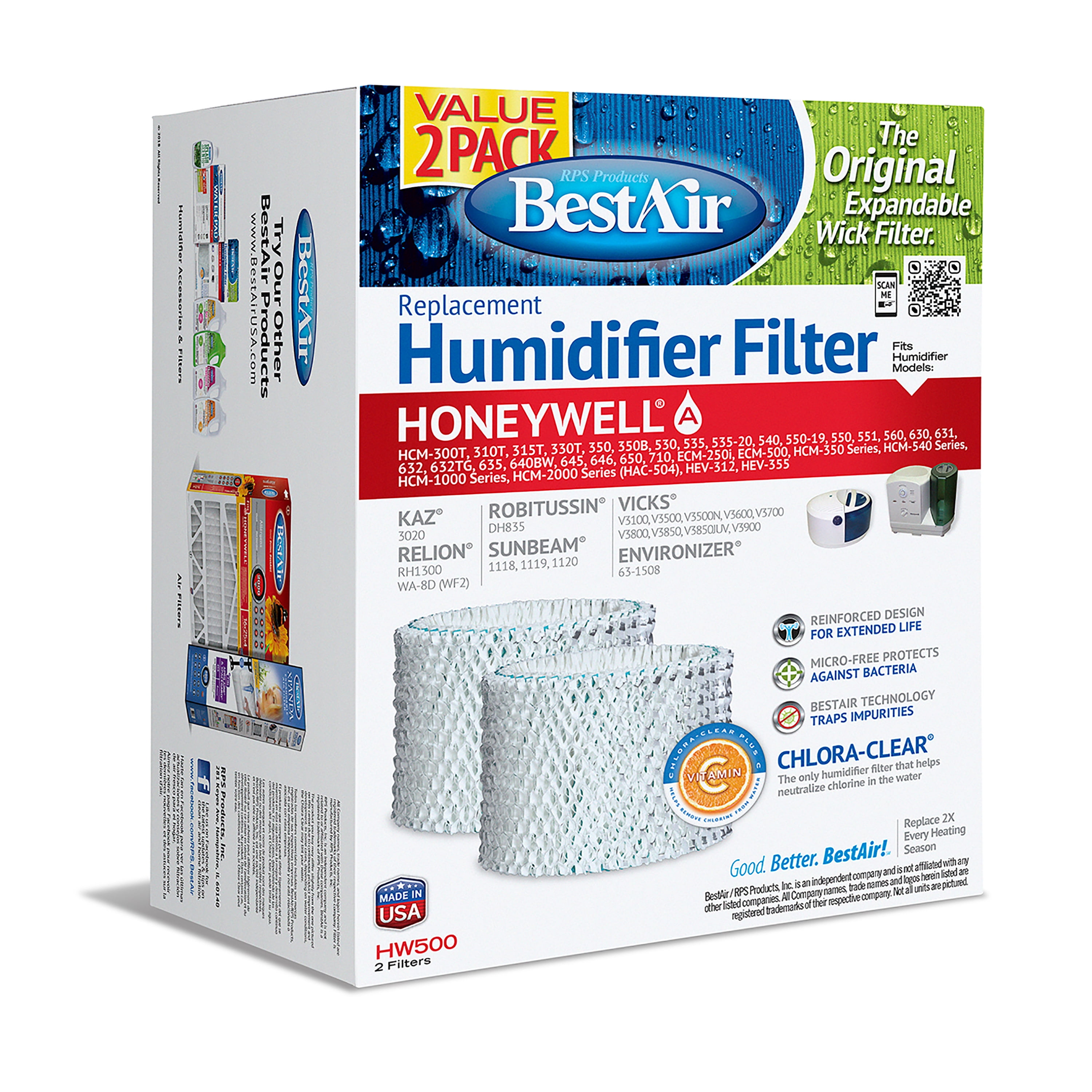 BestAir® HW500 Value 2 Pack Extended Life Humidifier Replacement Paper
