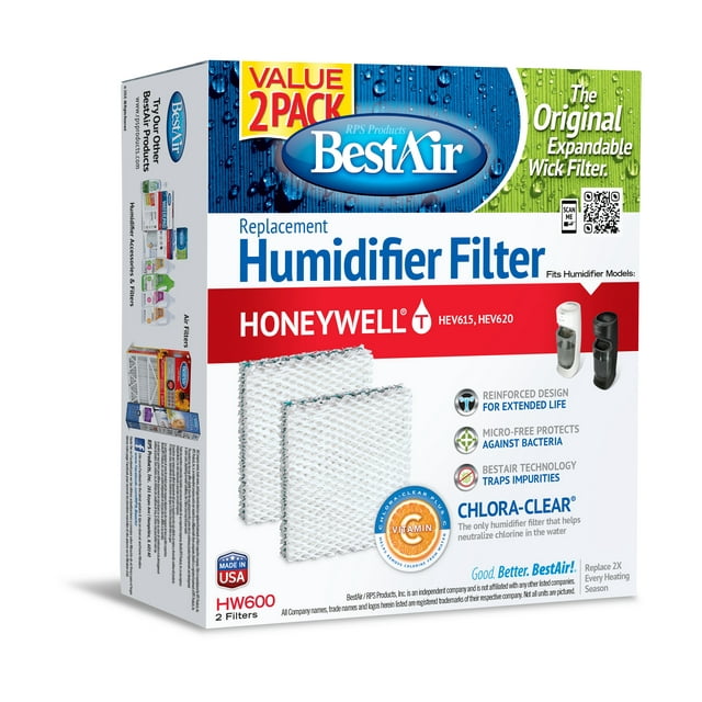 BestAir® HW600 Value 2 Pack Humidifier Replacement Paper Wick for