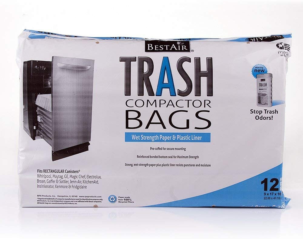 BestAir WMCK1335012 Trash Compactor Bags, 12 Bags (Heavy Duty