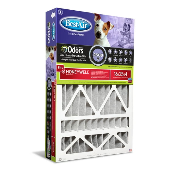 BestAir PFHW1625-11CR Carbon Infused Honeywell 16x25x4 Series 2500 Merv 11 Furnace Filter