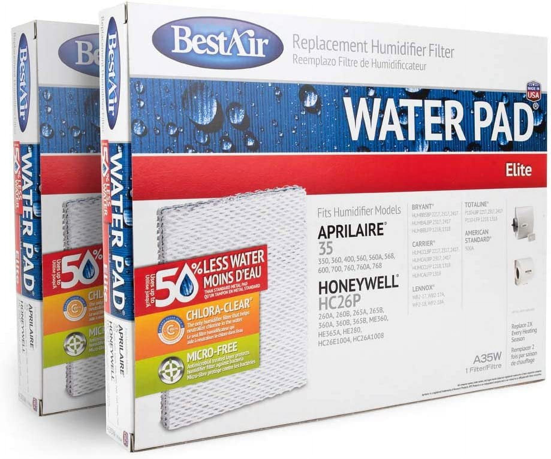 BestAir Replacement Humidifier Filter Water Pad Elite A35W Filter, 2