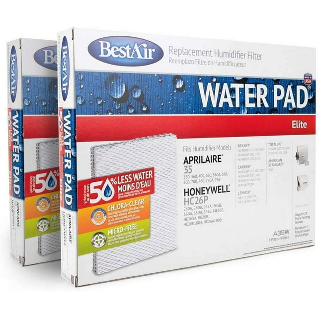 BestAir Replacement Humidifier Filter Water Pad Elite A35W Filter, 2