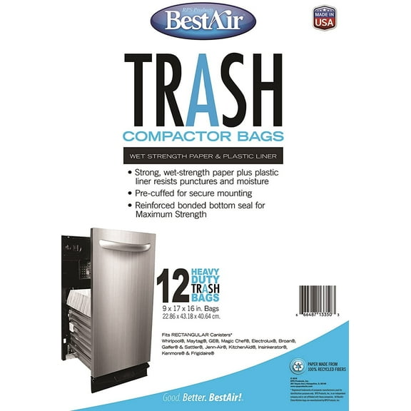 BestAir WMCK1335012-6 Paper Compactor Bags, 6 pack 72 bags