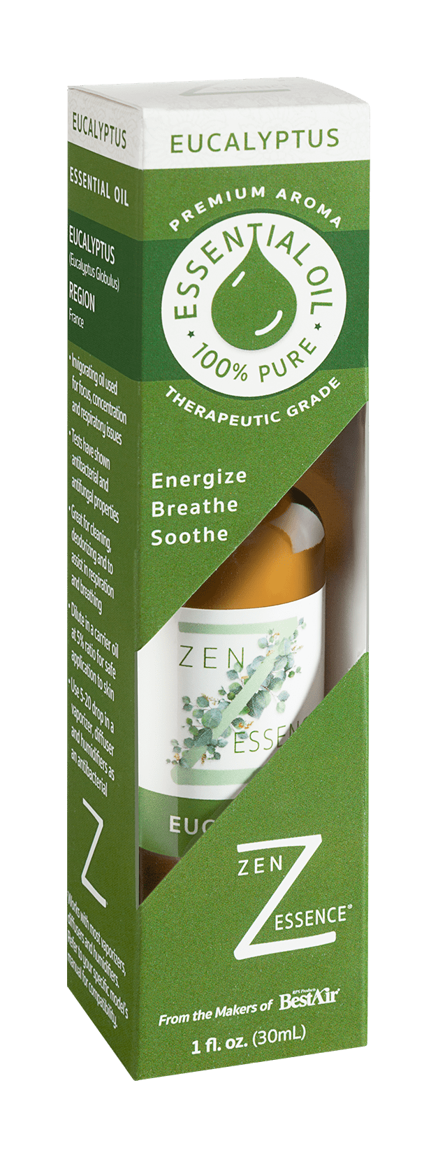 BestAir® Zen Essence Eucalyptus Essential Oil, 1 fl oz for Fresh Air