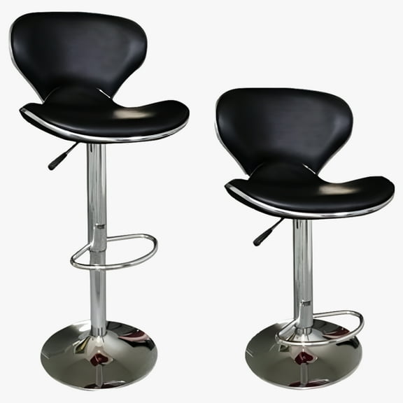 BestChair Swivel Curved Back Bar Stools, Black (Set of 2)