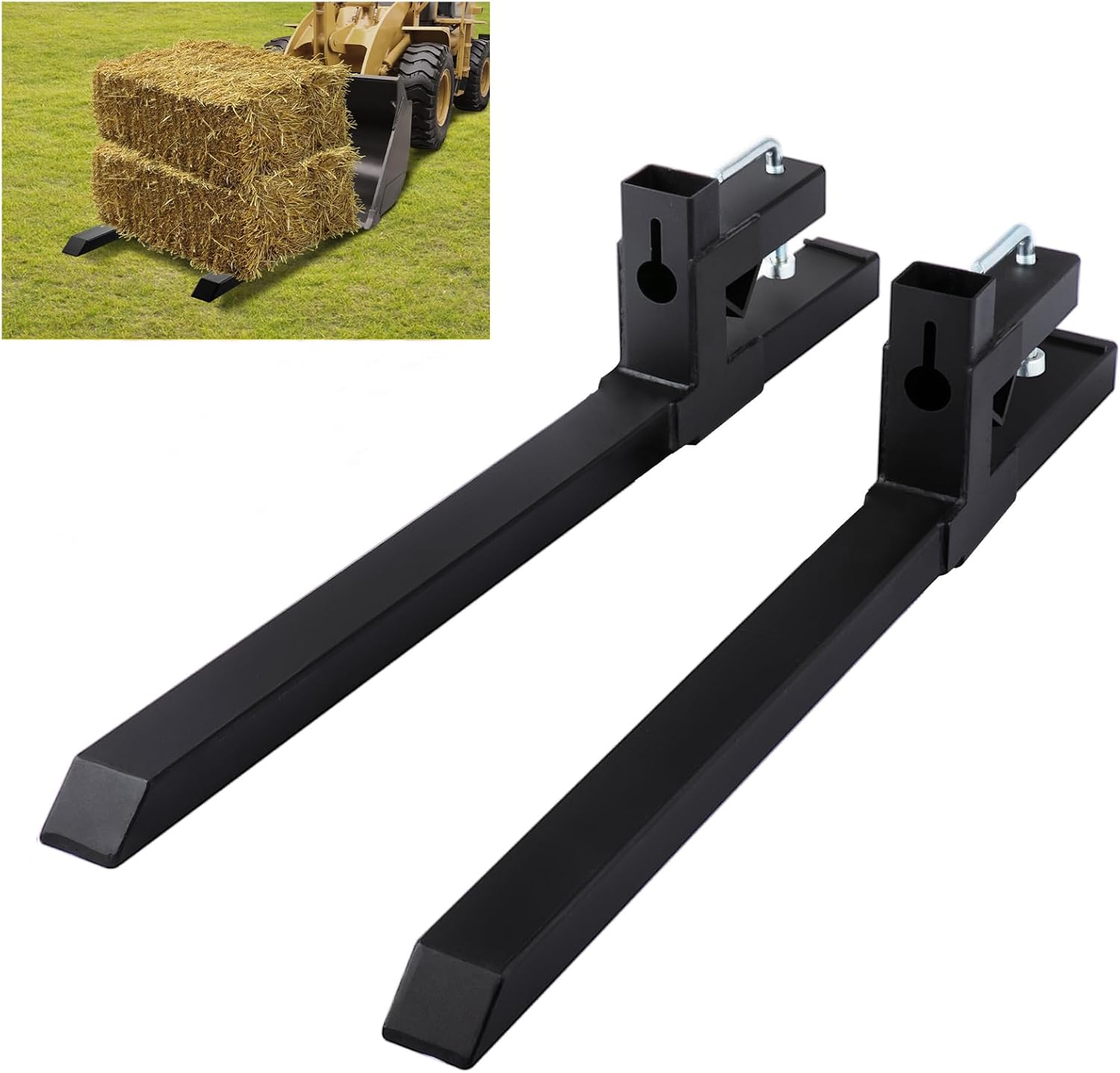 BestEquip Pallet Forks 4000 Lbs Max, Clamp On Tractor Bucket Forks with