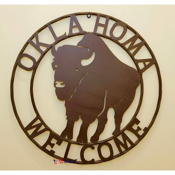 BestGiftEver Metal 24" Circle Buffalo Oklahoma Welcome Home Dcor