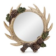 BestGiftEver Rustic Antler Wall Mirror, Farmhouse Cabin Bathroom Wall D cor