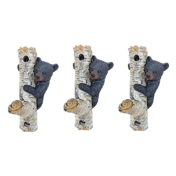 Rustic Bear Bathroom Decor: Bear on Tree Wall Hook Set of 3 - Key Hook, Wall Hangings, Towel Holder, Coat Hanger Wall Mount