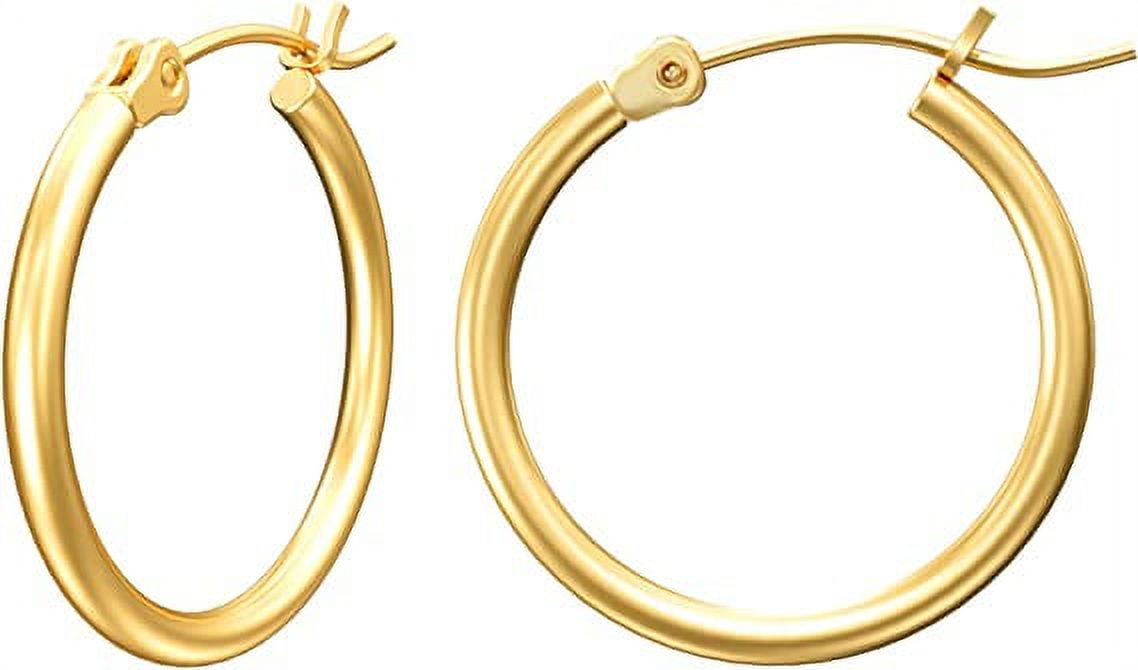 PIPETPET GIFT BestGold Hoop Earrings 30mm for Women 14K Real Gold Plated Hoops with 925 Sterling Silver Post
