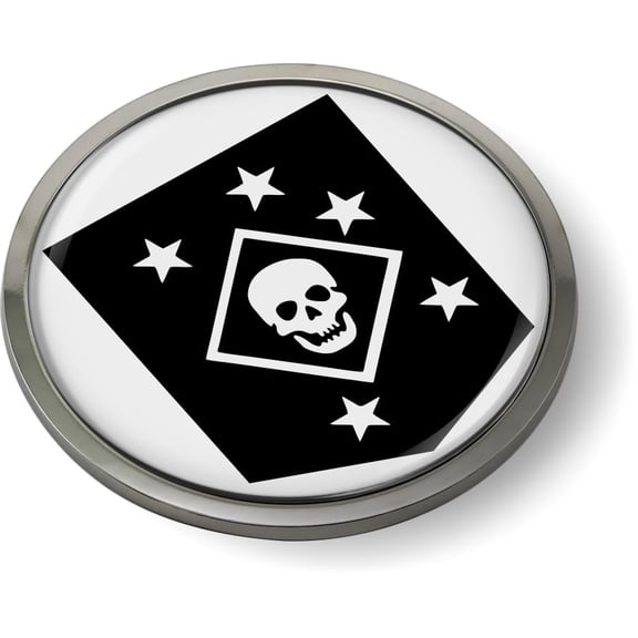 BestLicensePlateFrames - Black & White Marine Raiders Skull and Stars Insignia, USMC 3D Domed CAR Emblem Badge Sticker Chrome Metal Bezel - Official U.S. Marine Corps Licensed Product