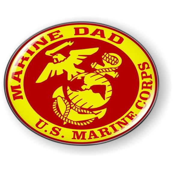 BestLicensePlateFrames - Marine Dad - U.S. Marine Corps EGA Logo, USMC 3D Domed CAR Emblem Badge Sticker Flexible - Official U.S. Marine Corps Licensed Product