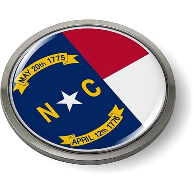 Partiotic Designs BestLicensePlateFrames North Carolina State 3D Domed Design Flag Car ...