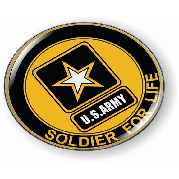 BestLicensePlateFrames - Soldier for Life U.S. Army Star Logo 3D Domed CAR Emblem Badge Sticker Flexible - Official U.S. Army Licensed Product