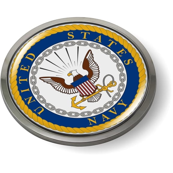 BestLicensePlateFrames - The United States Navy 3D Domed CAR Emblem Badge Sticker Chrome Metal Bezel - Official U.S. Navy Licensed Product