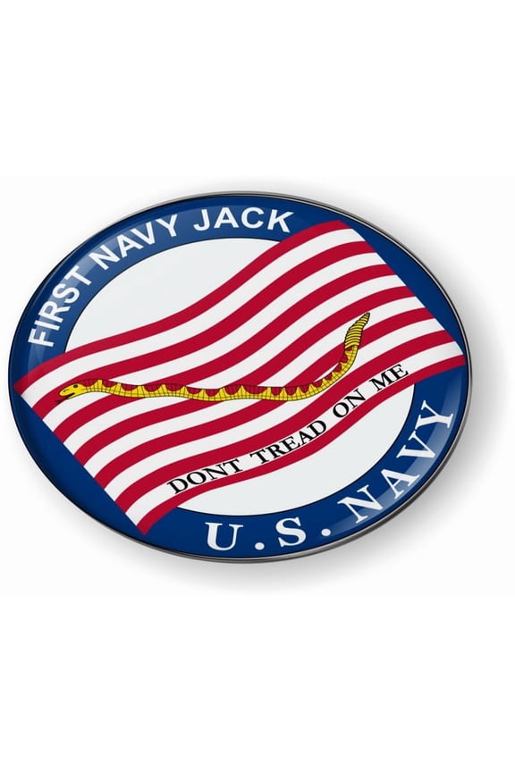 - U.S. Navy First Navy Jack Flag - Don't Tread on Me - 3D Domed CAR Emblem Badge Sticker Flexible - Official U.S. Navy Licensed Product