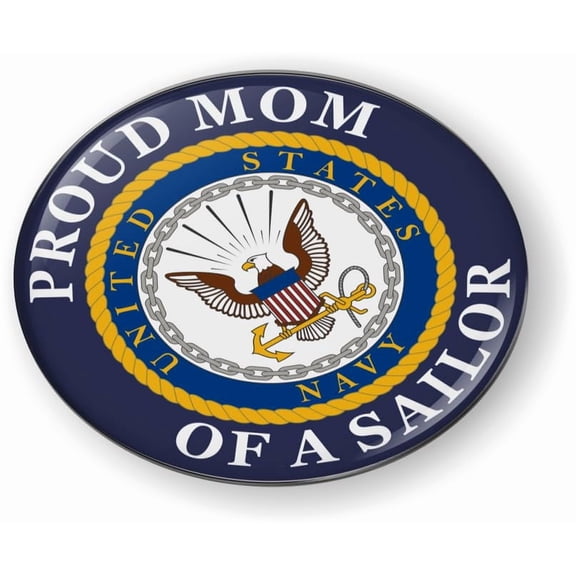 BestLicensePlateFrames - U.S. Navy Proud Mom of a Sailor 3D Domed CAR Emblem Badge Sticker Flexible - Official U.S. Navy Licensed Product