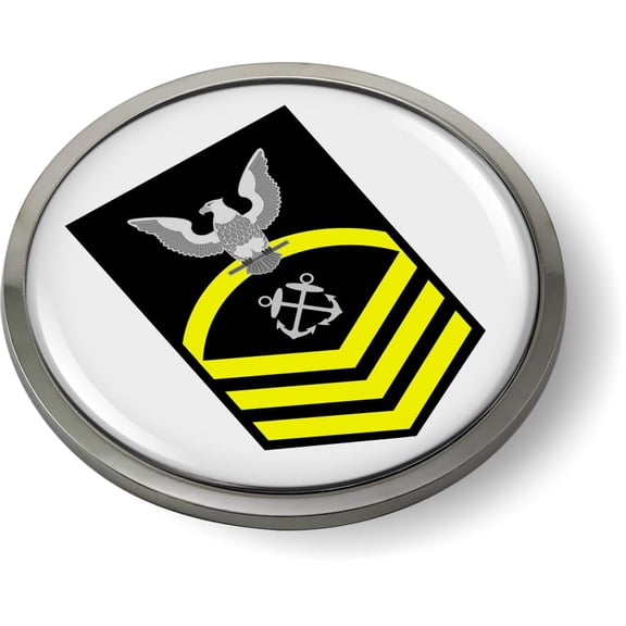 BestLicensePlateFrames - U.S. Navy Rank, Insignia Enlisted Soldiers Navy Rate CAR Emblem Badge Sticker Chrome Metal Bezel - Chief Petty Officer E-7 (CPO) - Official U.S. Navy Licensed Product