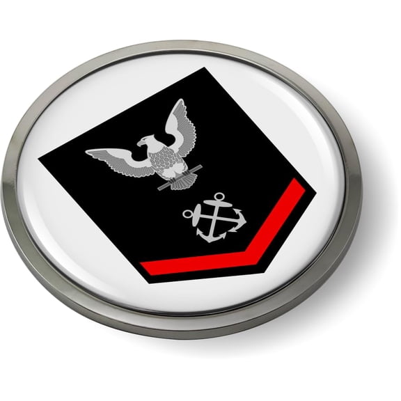 BestLicensePlateFrames - U.S. Navy Rank, Insignia Enlisted Soldiers Navy Rate CAR Emblem Badge Sticker Chrome Metal Bezel - Petty Officer Third Class E-4 (PO3) - Official U.S. Navy Licensed Product